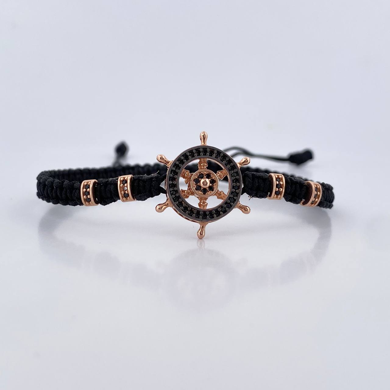 Black Bracelet Charm Timon 3.95gr / Black Zircons Two-tone Black Rose 18K &