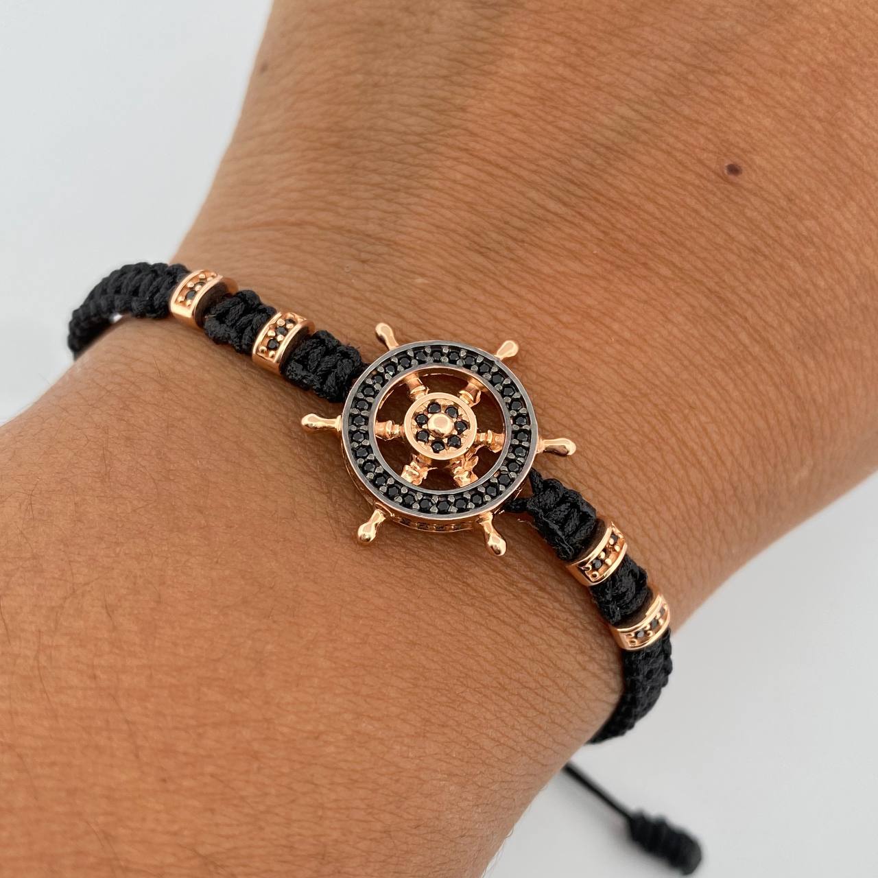 Black Bracelet Charm Timon 3.95gr / Black Zircons Two-tone Black Rose 18K &