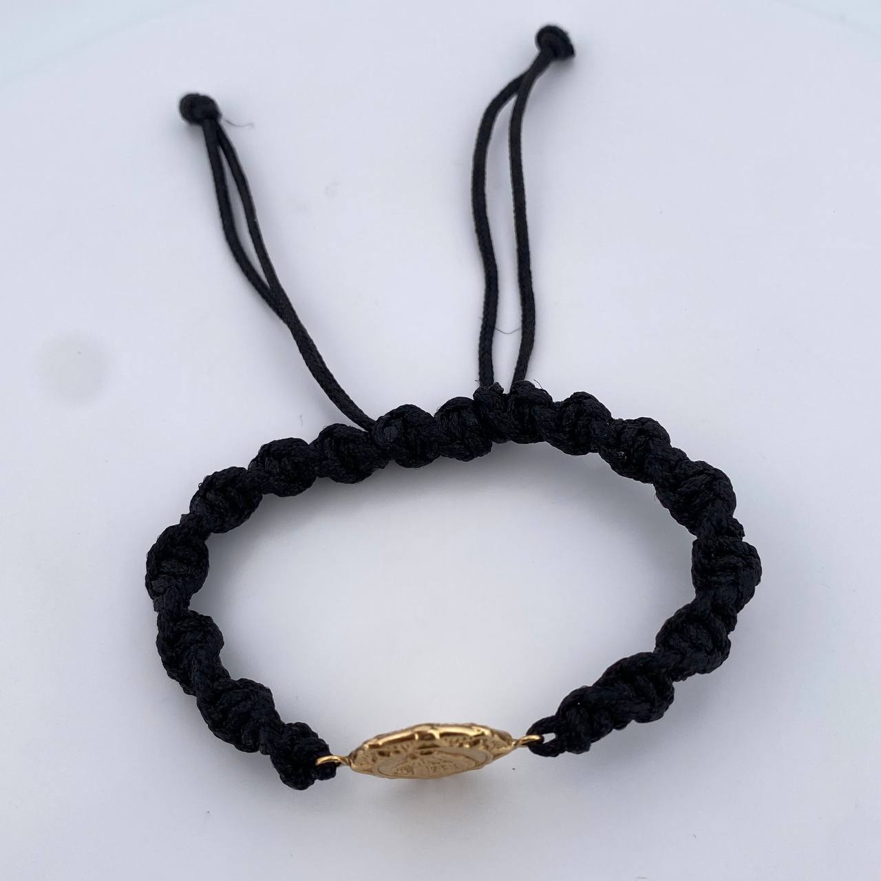 Black Bracelet Charm Virgen Del Carmen 1.35gr / Stamped 18K Yellow Gold &