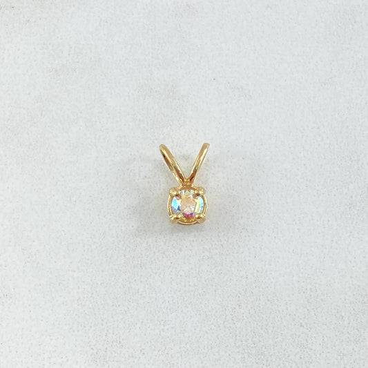 Pendant Stone Gift 0.75gr / 1cm / Iridescent Zircon Yellow Gold 18K