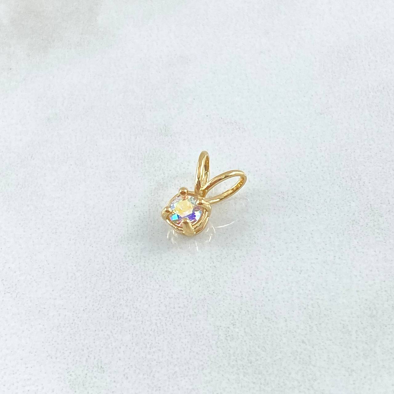 Dije Piedra Regalo 0.75gr / 1cm / Circon Tornasol Oro Amarillo 18K ©