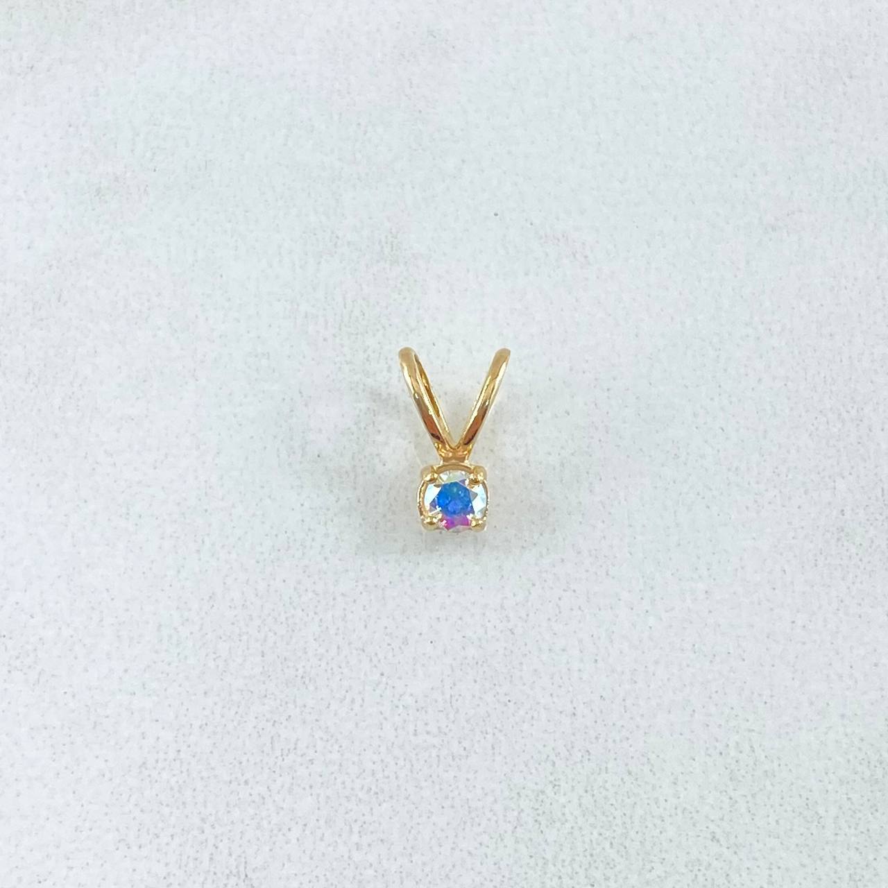 Dije Piedra Regalo 0.4gr / 1cm / Circon Tornasol Oro Amarillo 18K