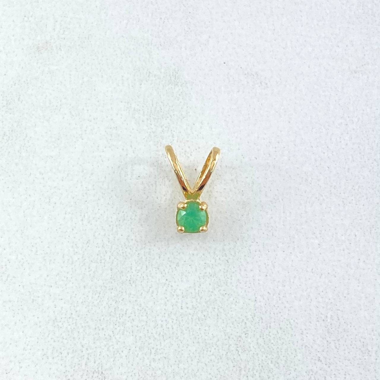 Dije Piedra Regalo 0.4gr / 1cm / Circon Verde Claro Oro Amarillo 18K ©