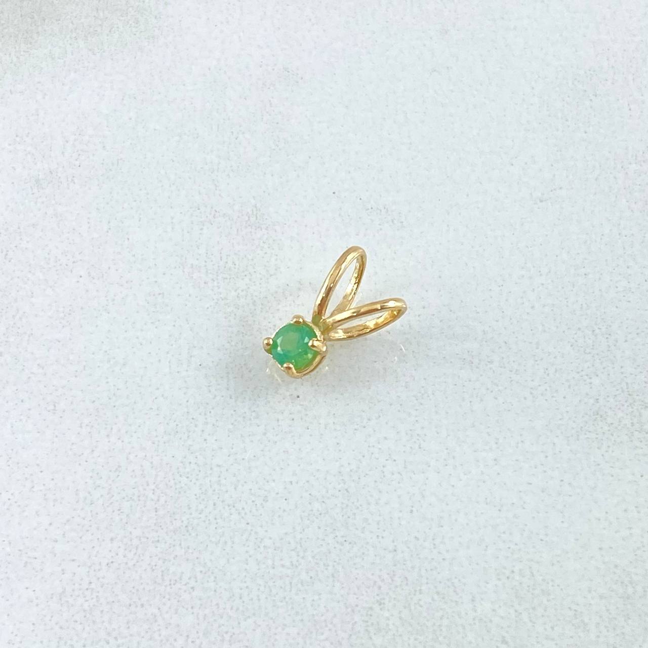 Dije Piedra Regalo 0.4gr / 1cm / Circon Verde Claro Oro Amarillo 18K ©