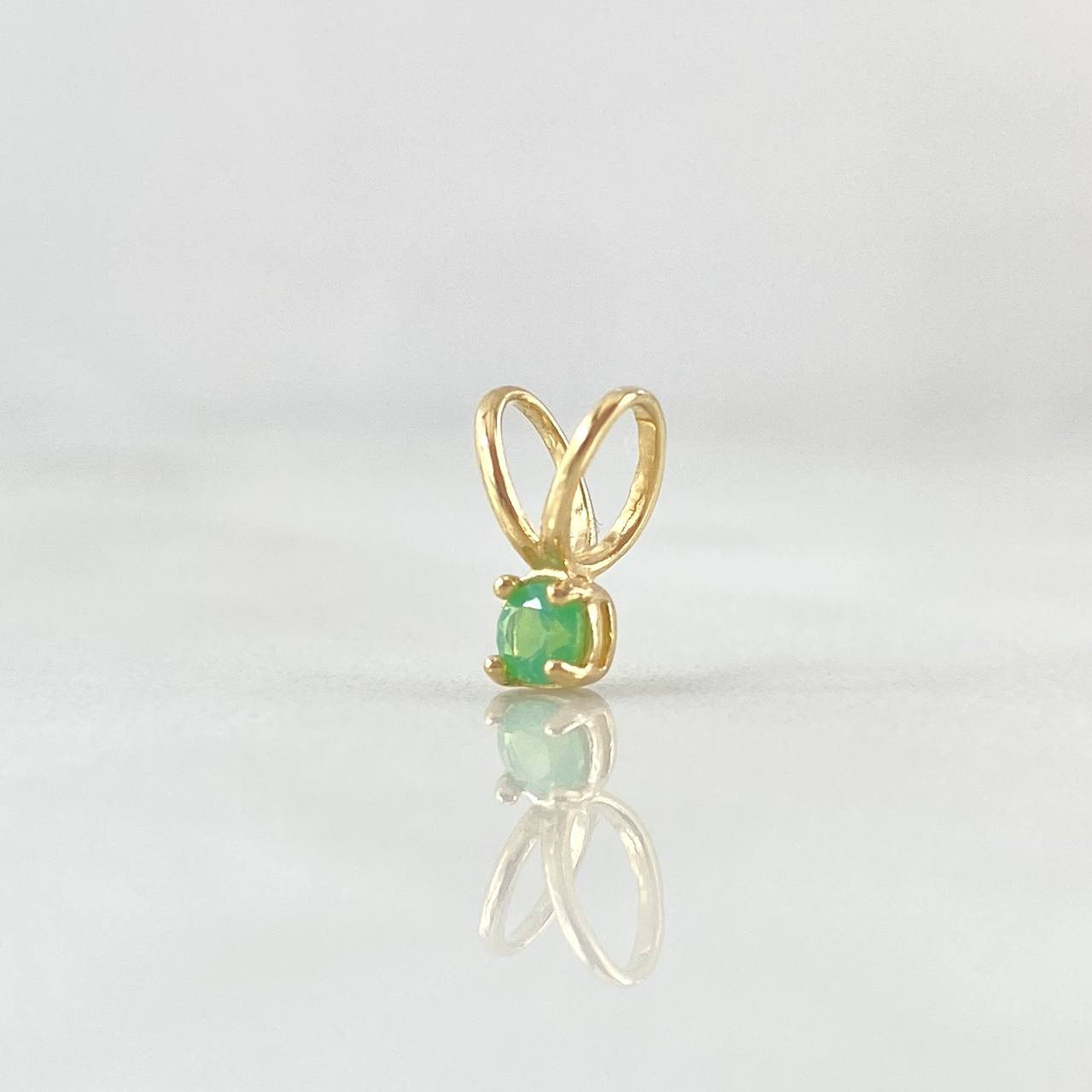 Dije Piedra Regalo 0.4gr / 1cm / Circon Verde Claro Oro Amarillo 18K ©