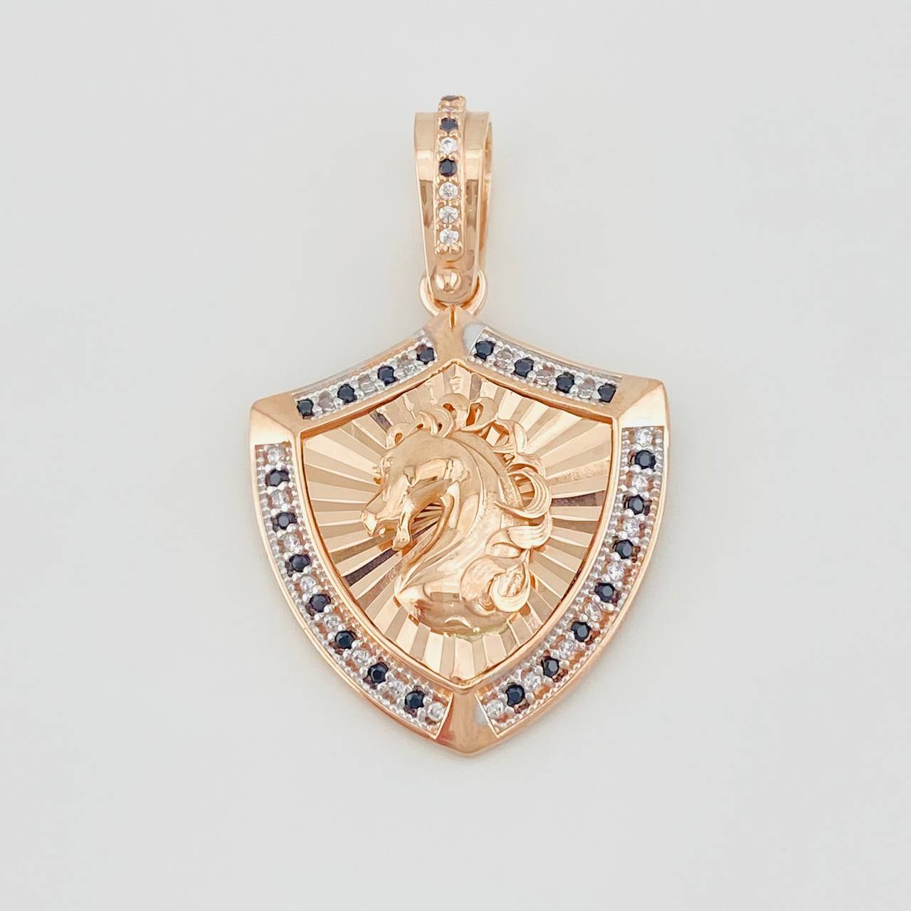 Dije Caballo 6.15g / 1 1/2 in Dos Oros Blanco Rosa 18K