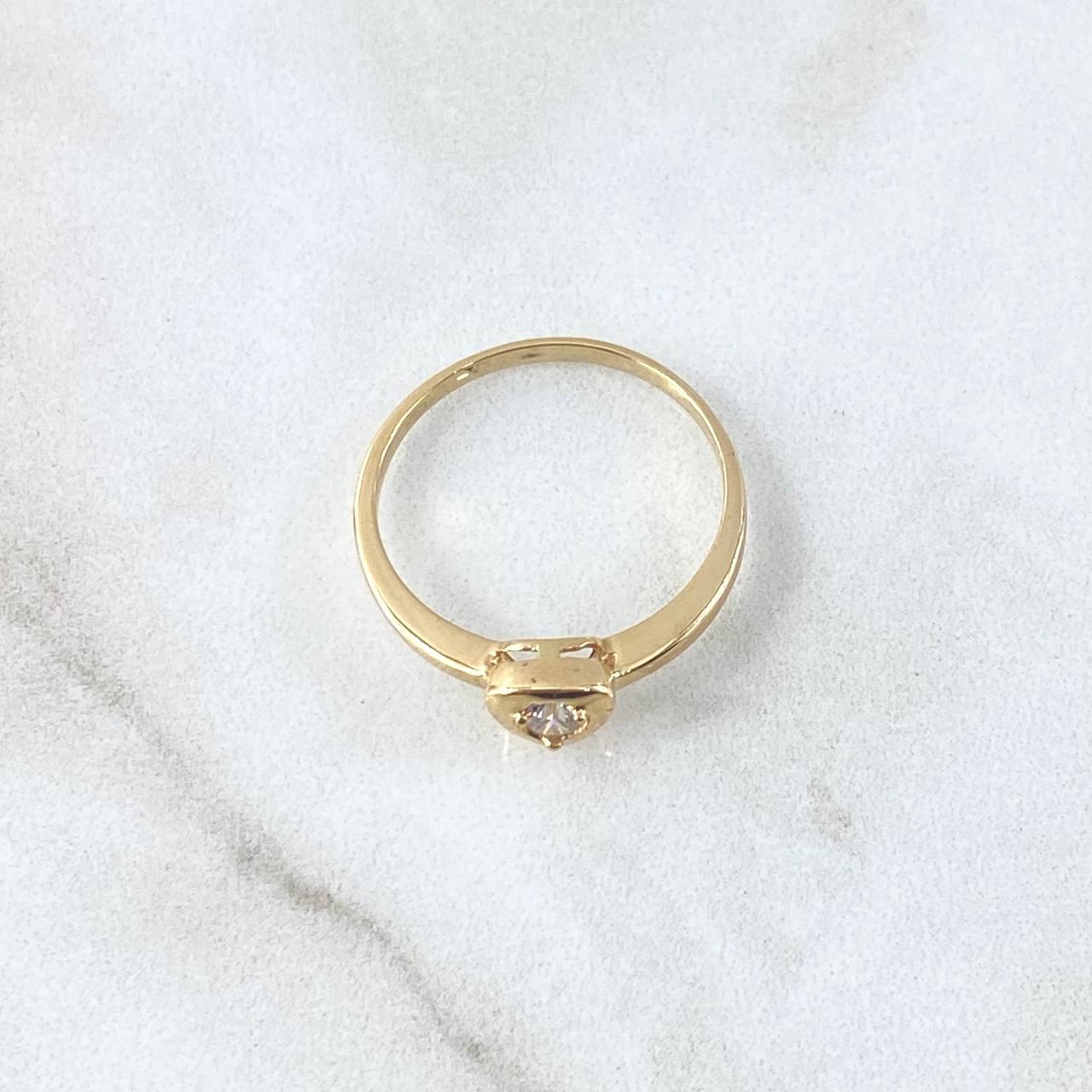 Anillo Solitario Corazon  2.1gr T7 Anillo Circon Blanco Oro Amarillo*