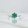 Ring Solitaire Dryad Flower 2.6gr T7 1/4 Emeralds Ring 23pts White Gold (Jewel)*