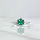 Ring Solitaire Dryad Flower 2.45gr T7 1/4 Emerald Ring 23pts White Gold (Jewel)*