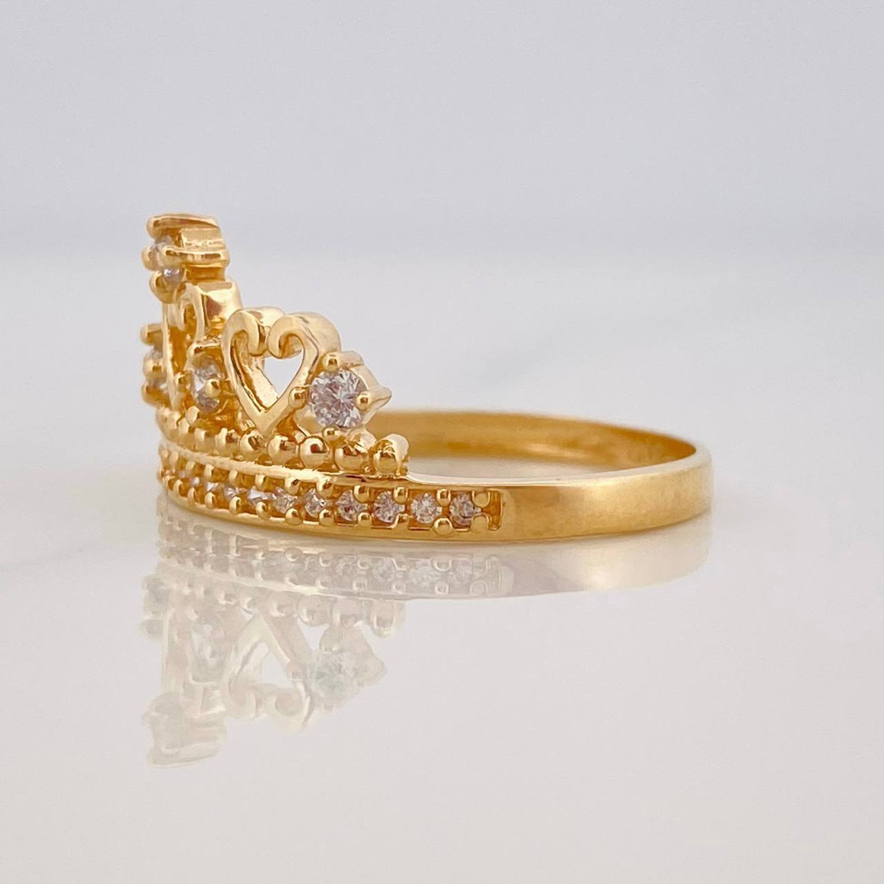 Anillo Corona Corazones 2.65g / T6 Oro Amarillo 18K