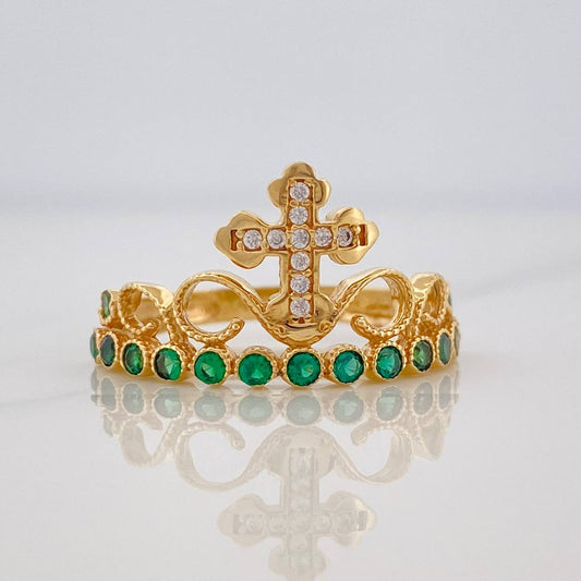 Anillo Corona Cruz 2.4g / T6 Oro Amarillo 18K