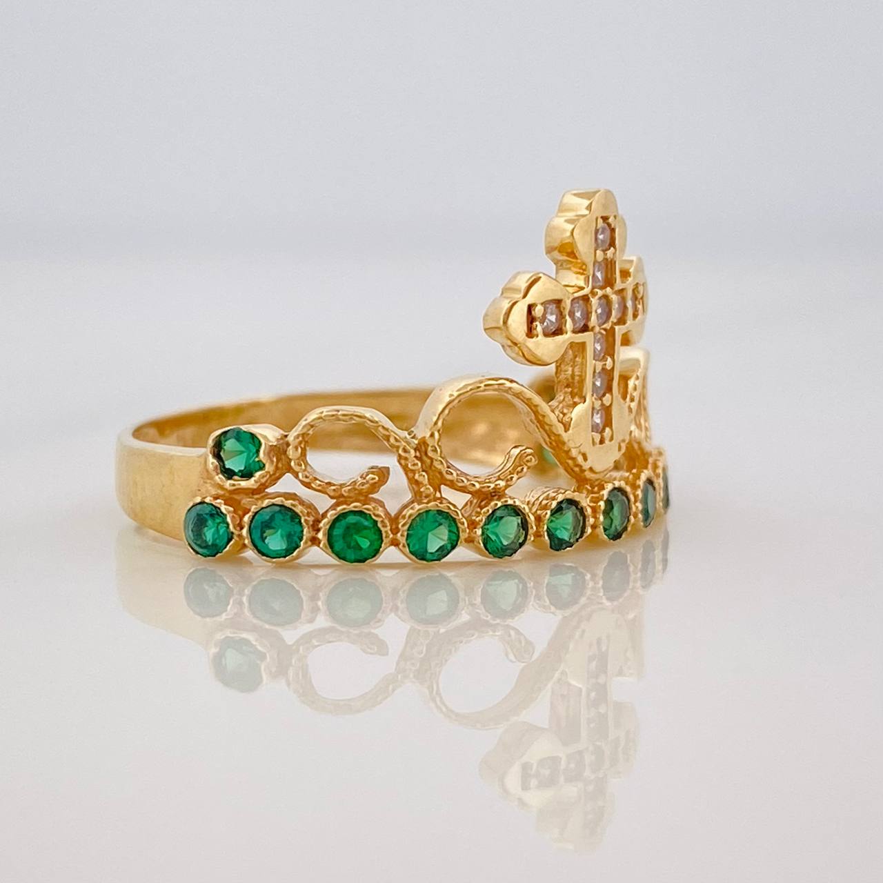Anillo Corona Cruz 2.4g / T6 Oro Amarillo 18K