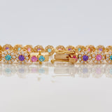 Pulso Tennis Flor 16.35g / 6 1/4 in / 5.9mm Oro Amarillo 18K