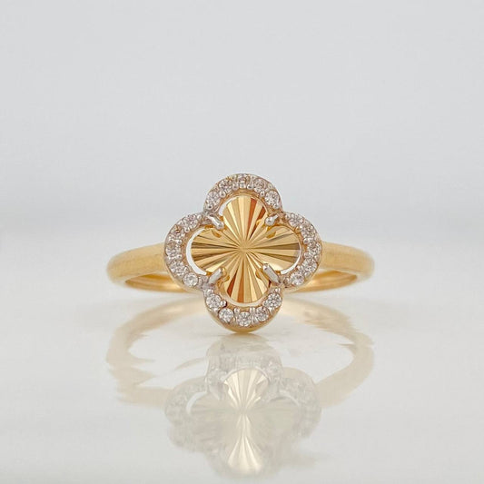 Clover Ring 2.15g / T71/4 Two-tone Yellow White Gold 18K