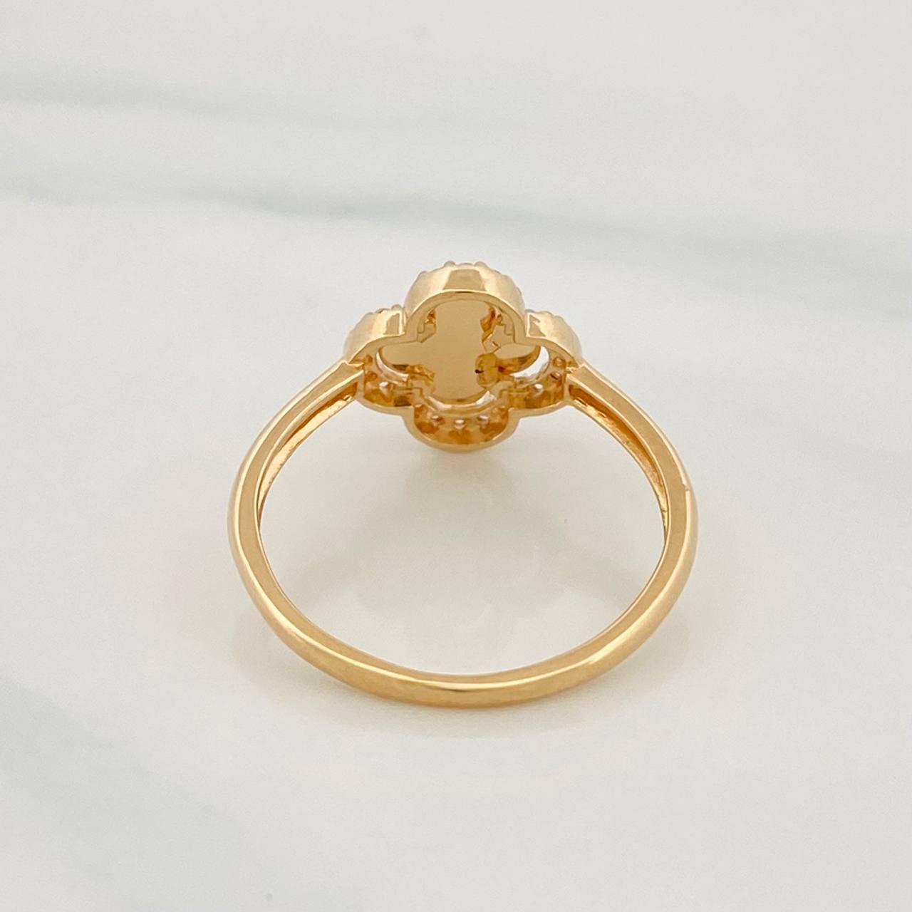 Clover Ring 2.15g / T71/4 Two-tone Yellow White Gold 18K