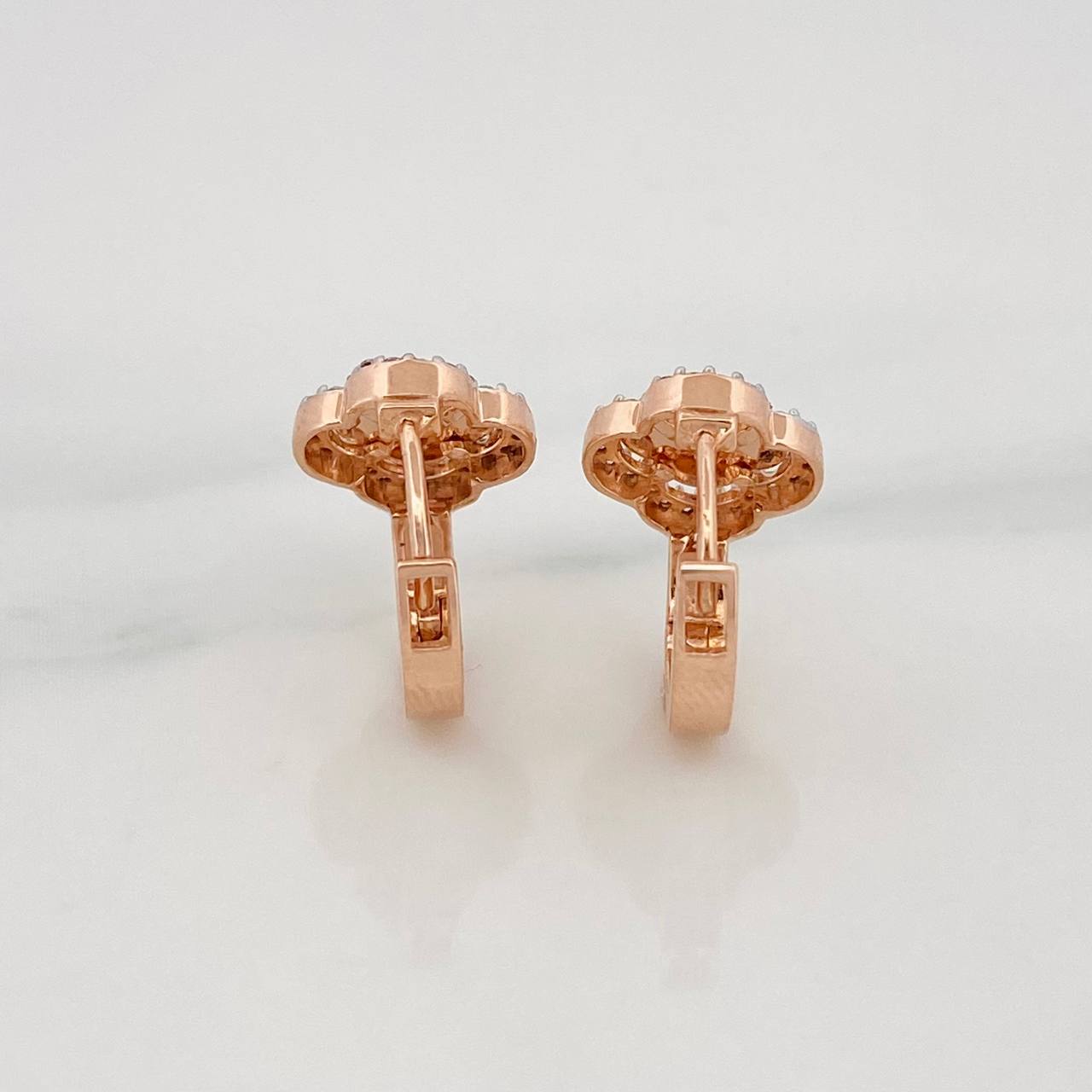 Candongas Trebol 2.65g / 1/2 in Dos Oros Blanco Rosa 18K