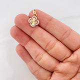Dije Trebol 1g / 3/4 in Dos Oros Amarillo Blanco 18K
