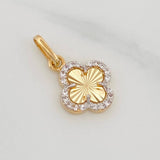 Dije Trebol 1g / 3/4 in Dos Oros Amarillo Blanco 18K