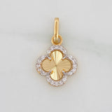 Dije Trebol 1g / 3/4 in Dos Oros Amarillo Blanco 18K