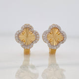 Candongas Trebol 2.65g / 1/2 in Dos Oros Amarillo Blanco 18K