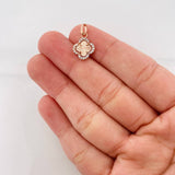 Dije Trebol 0.95g / 3/4 in Dos Oros Blanco Rosa 18K