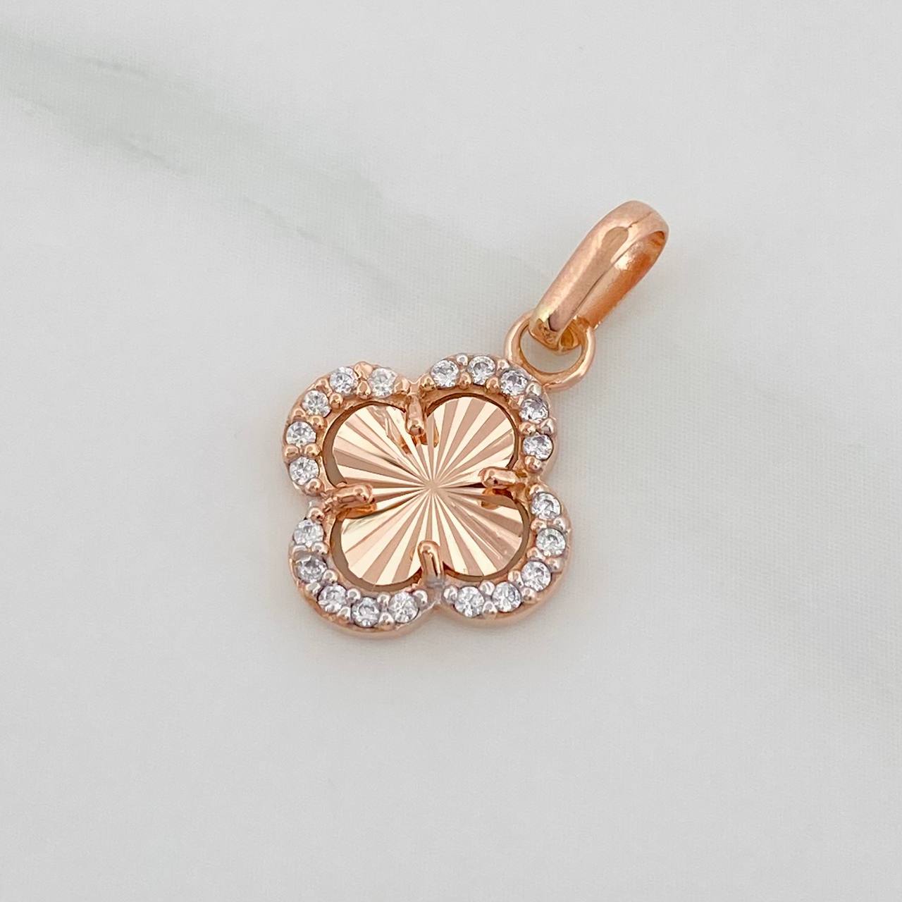 Dije Trebol 0.95g / 3/4 in Dos Oros Blanco Rosa 18K