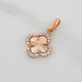 Dije Trebol 0.95g / 3/4 in Dos Oros Blanco Rosa 18K