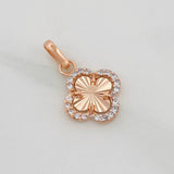 Dije Trebol 0.95g / 3/4 in Dos Oros Blanco Rosa 18K