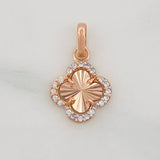 Dije Trebol 0.95g / 3/4 in Dos Oros Blanco Rosa 18K