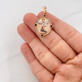Pendant Saint Michael Archangel 4.25g / 1 1/2 in Three Golds 18K