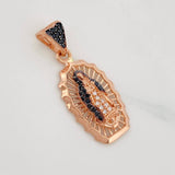 Dije Virgen de Guadalupe 2.95g / 1 1/4 in Dos Oros Negro Rosa 18K