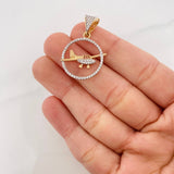 Dije Avioneta 2.6g / 1 1/4 in Dos Oros Amarillo Blanco 18K