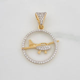 Dije Avioneta 2.6g / 1 1/4 in Dos Oros Amarillo Blanco 18K