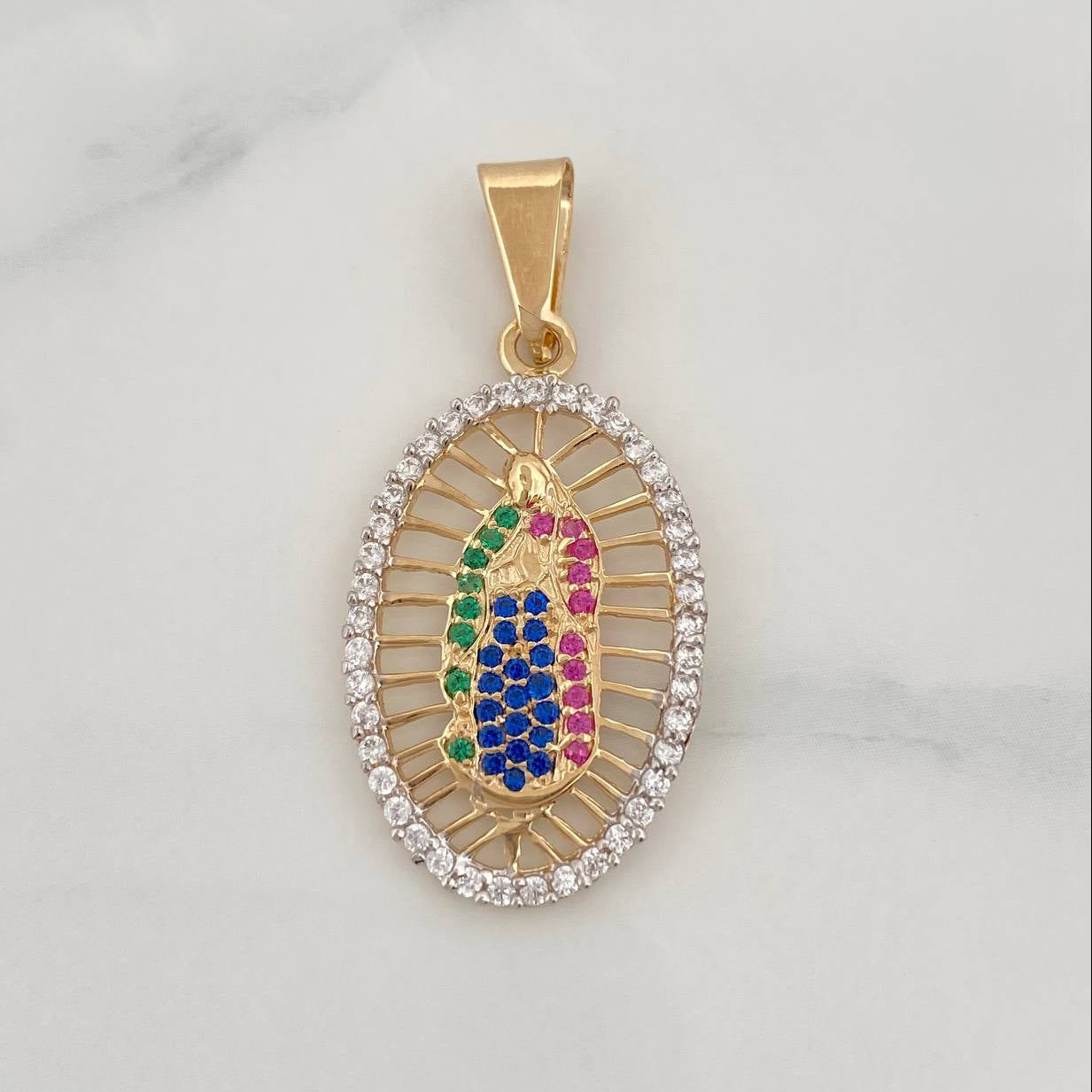 Pendant Virgin of Guadalupe 2.55g / 1 1/2 in Two-Tone Yellow White Gold 18K