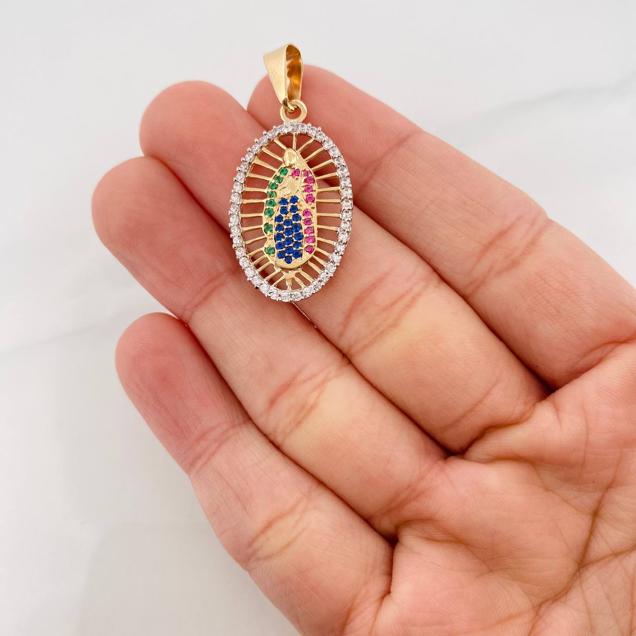 Pendant Virgin of Guadalupe 2.55g / 1 1/2 in Two-Tone Yellow White Gold 18K