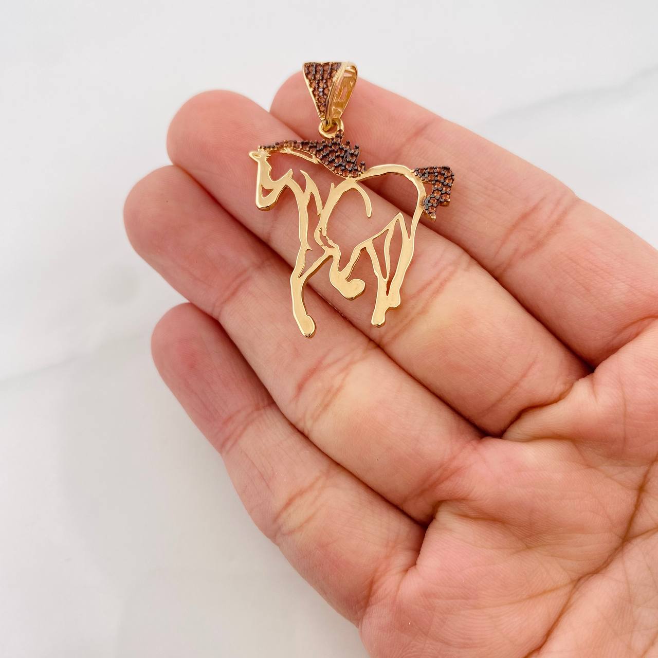Pendant Horse Silhouette 2.95g / 1 1/2 in Two Golds Black Yellow 18K