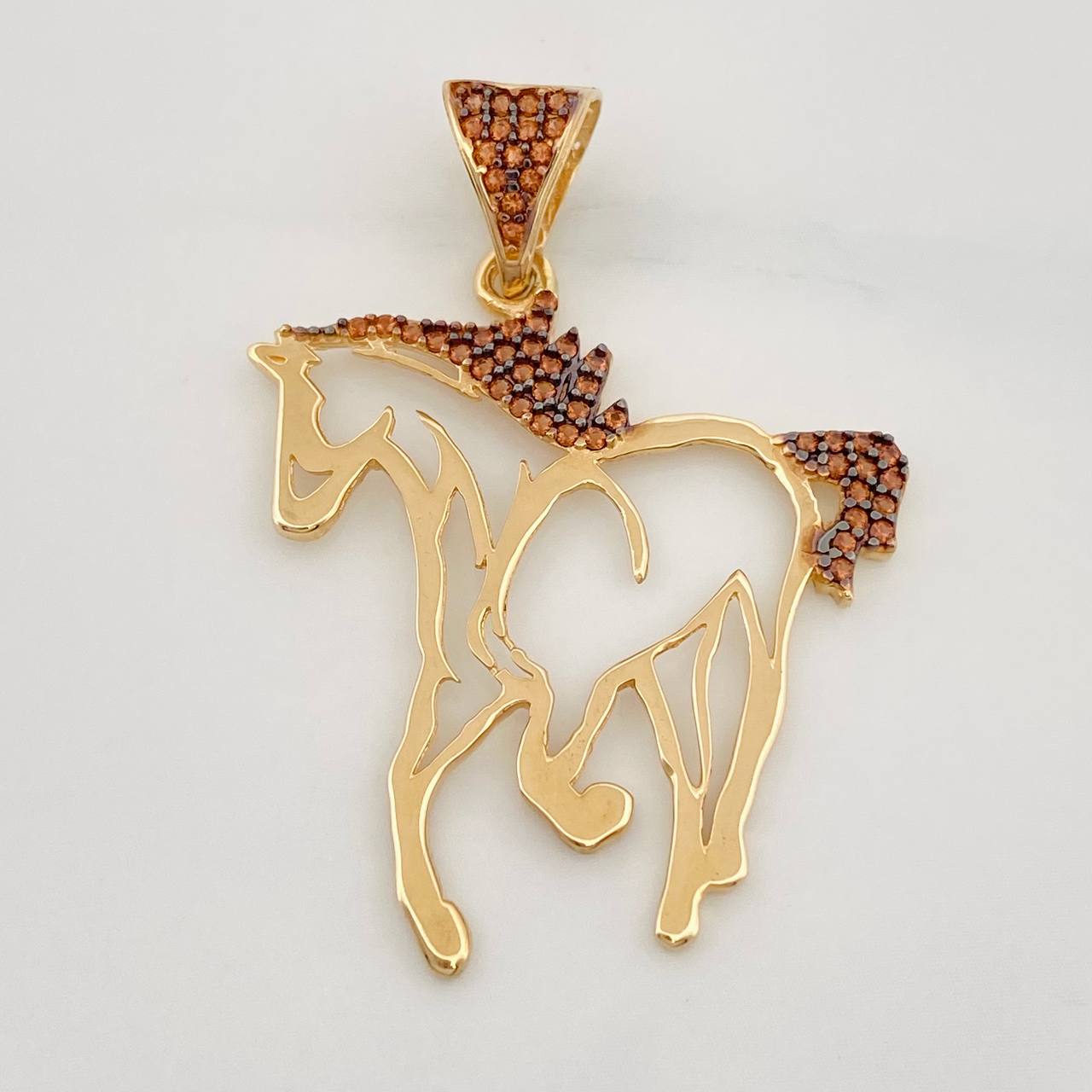 Pendant Horse Silhouette 2.95g / 1 1/2 in Two Golds Black Yellow 18K