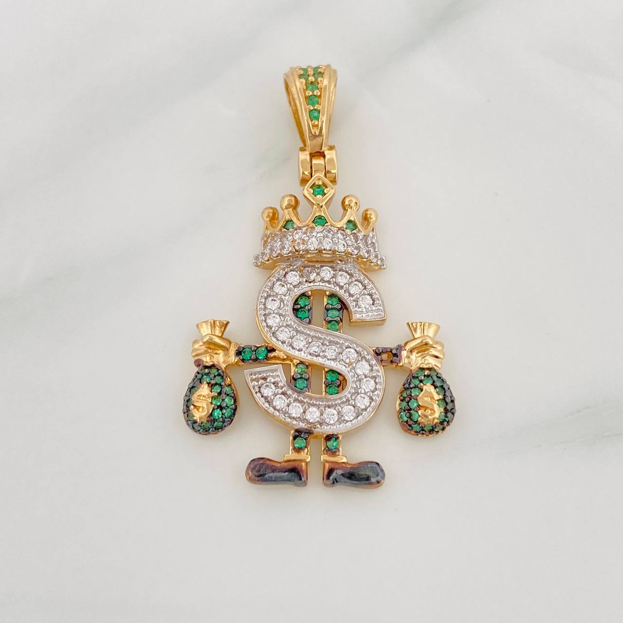 Peso Sign Pendant 5.55g / 1 1/2 in Three Golds 18K