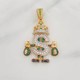Peso Sign Pendant 5.55g / 1 1/2 in Three Golds 18K