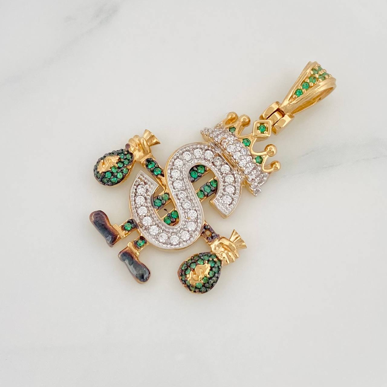 Peso Sign Pendant 5.55g / 1 1/2 in Three Golds 18K