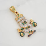 Peso Sign Pendant 5.55g / 1 1/2 in Three Golds 18K
