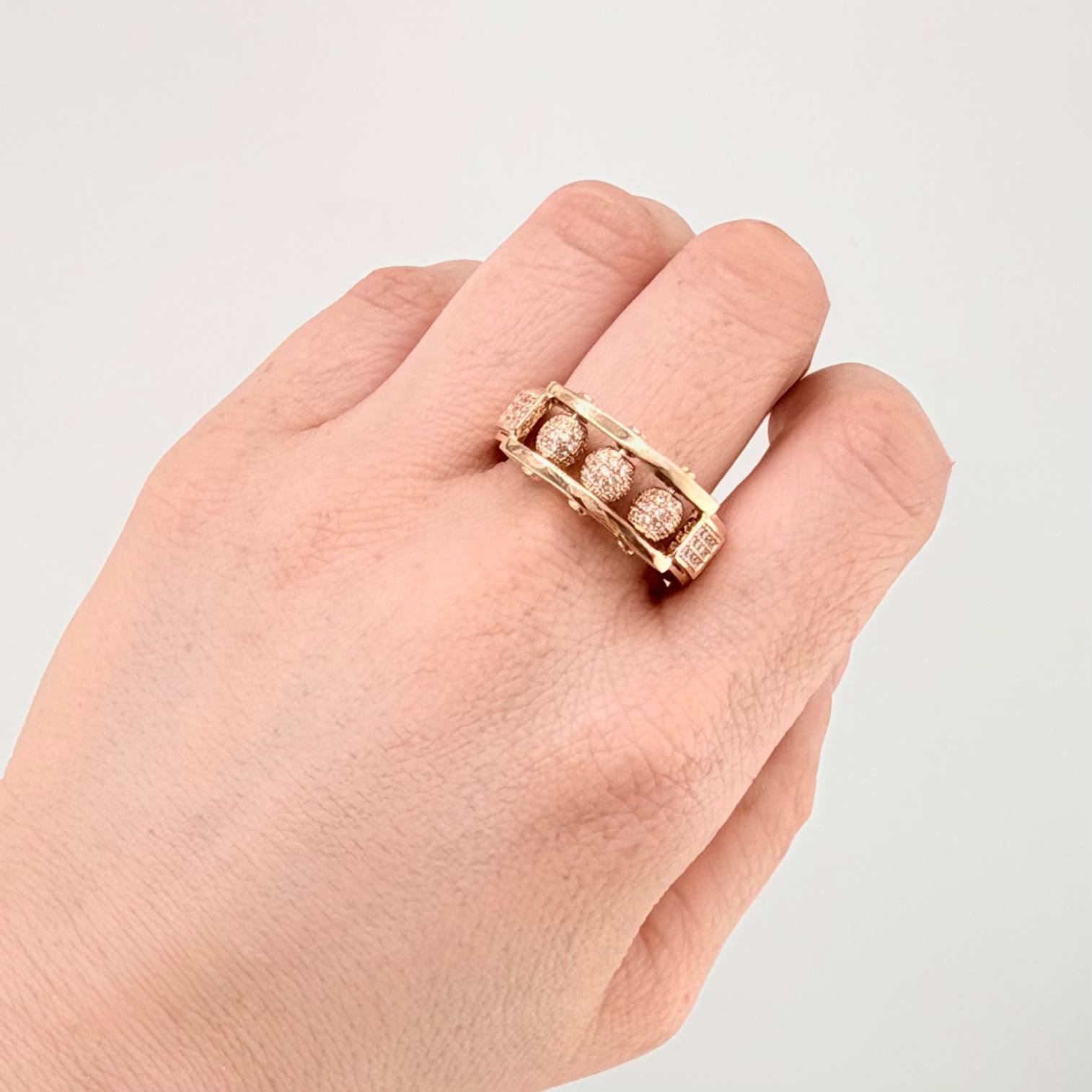 Anillo Trio Bolas De Fuego 10.95gr / T10 / Oro Amarillo 18K