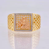 Horse Framed Mesh Ring 6.3gr / T10 / 18K Three Golds