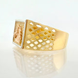 Horse Framed Mesh Ring 6.3gr / T10 / 18K Three Golds