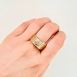 Horse Framed Mesh Ring 6.3gr / T10 / 18K Three Golds