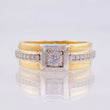 Anillo Sello Cuadriculado 5.1gr / T10 / Dos Oros Amarillo Blanco 18K