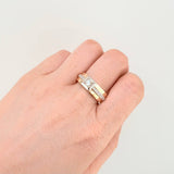 Anillo Sello Cuadriculado 5.1gr / T10 / Dos Oros Amarillo Blanco 18K