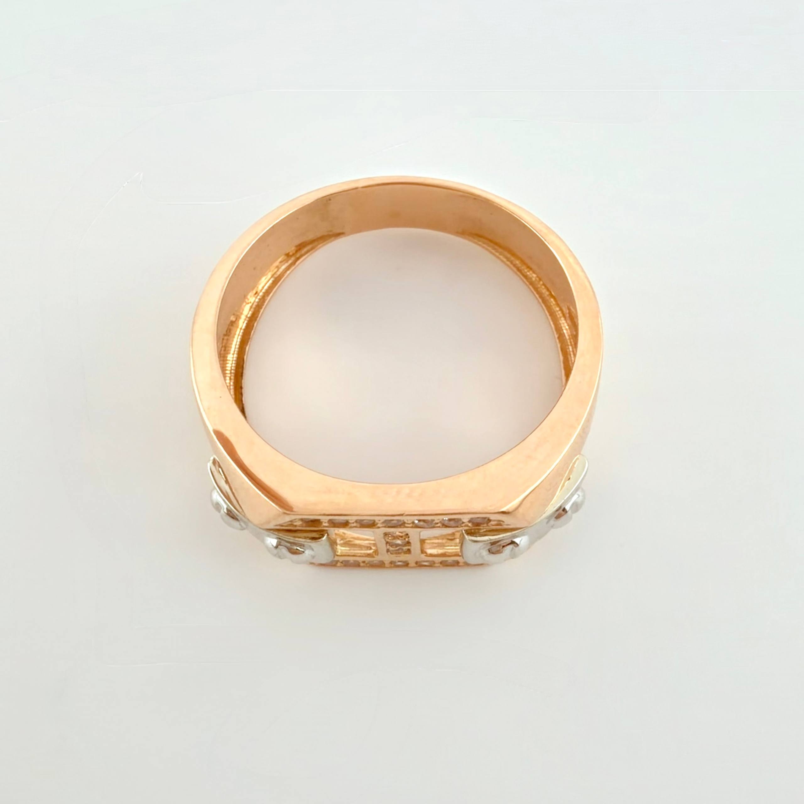 Anillo Hevilla Atornillada 5.75gr / T10 / Dos Oros Blanco Rosa 18K