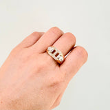 Anillo Hevilla Atornillada 5.75gr / T10 / Dos Oros Blanco Rosa 18K