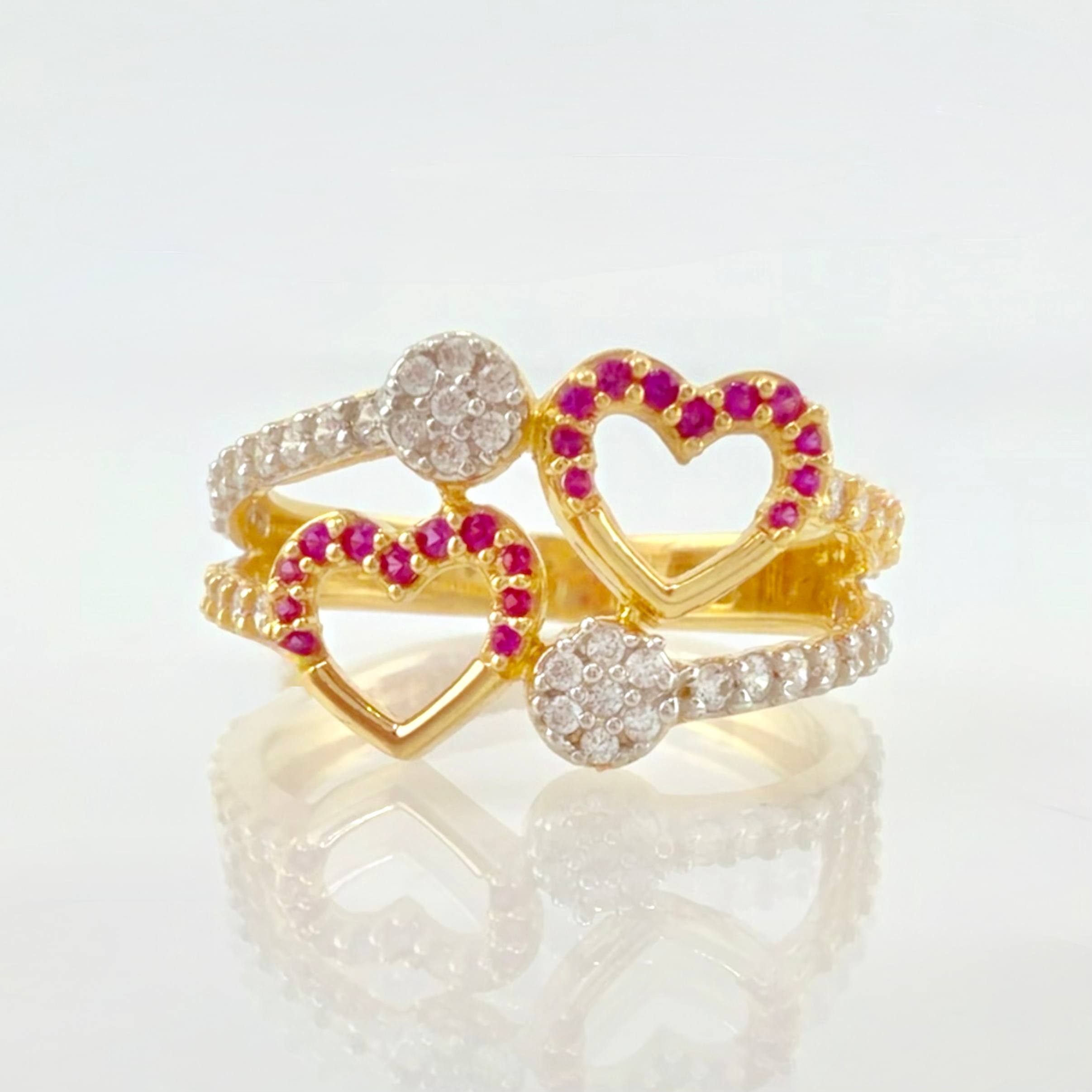Anillo Doble Carril Corazon 3.3gr / T7 / Oro Amarillo 18K